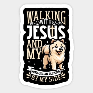 Jesus and dog - Norwegian Buhund Sticker